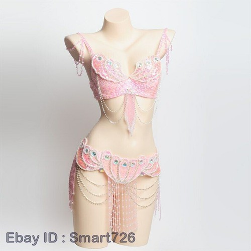 Sexy Belly Dance Bra Belt Beaded Belly Dance Costume Women - Picture 9 of 33