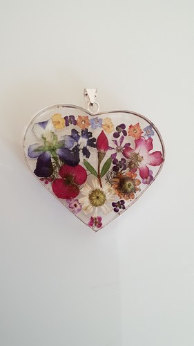 KREISCHENDE VIOLETTE SILBER HALSKETTE & ANHÄNGER GEMISCHTE BLUME - EXTRA GROSSES HERZ - Bild 6 von 12