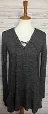 Maurices Sweater Dress Women's Gray Lace Up Neck Long Sleeve Size Small