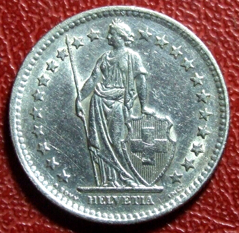Switzerland 2 Francs Helvetia standing 1948 B silver coin | eBay