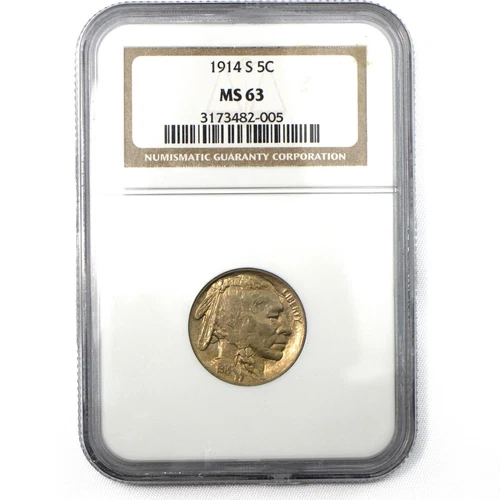 1914-S Buffalo Nickel 5c NGC MS63 San Francisco Mint Superb Eye Appeal
