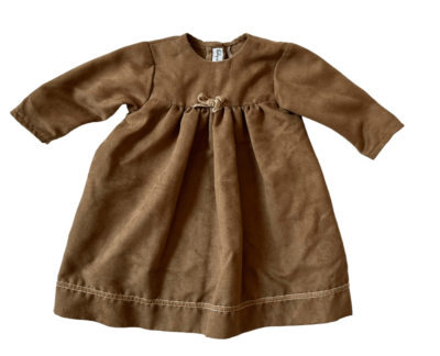 light brown toddler dress Chocolate Brown Sleeve and Neck Gathered Dress Cotton Girls Dress