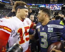 Patrick Mahomes Russell Wilson Chiefs Seahawks Signed Photo Autograph Print