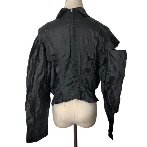 Vintage Edwardian Victorian Shirt Waist Blouse Black High Neck As Is Fragile M/L - Picture 9 of 23