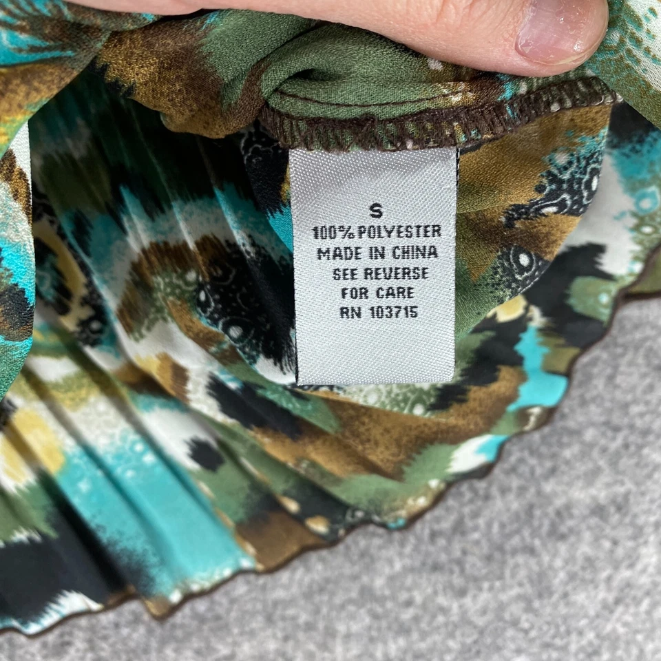 Blusa Larry Levine Mujer S Pequeña Azul Geométrica Manga Larga Cuello Redondo Informal Foto 4 de 4