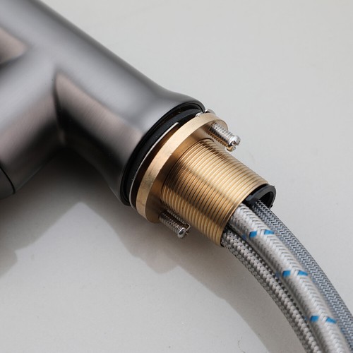 360°Swivel Single Handle Pull Out Spray Kitchen Sink Faucet Gun Metal Mixer Taps - Imagen 24 de 69