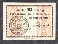 Schwersenz -Stadt- 10 Pf. vom 1.01.1917, Firma 15 mm