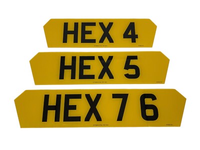 Pair of Hex Lambo Number Plates Road Legal Printed 3D 4D Gel