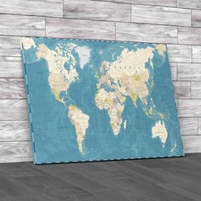 Complete World Atlas Detailed Map For Geography Canvas Print Large Picture Wall