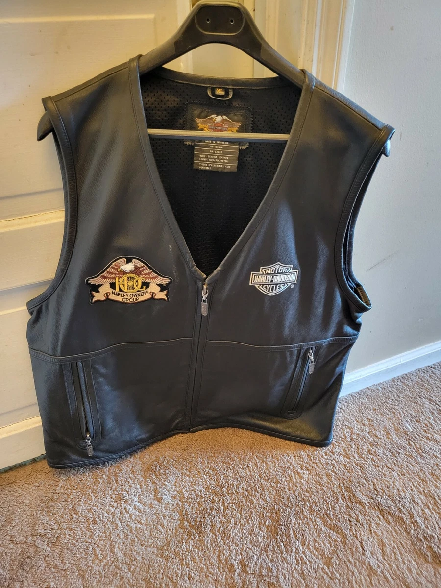 Harley davidson deals leather vest ebay