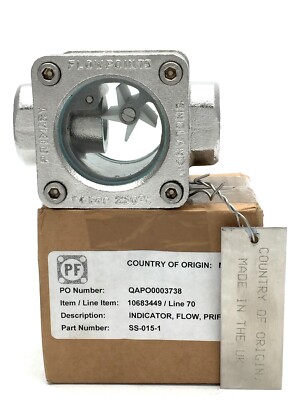 Primary Flowpoints Ss 015 1 Glass Sight Flow Indicator Style S With Impeller Ebay