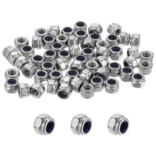 50 Pcs M3x0.5mm Lock Nuts 316 Stainless Steel Nylon Insert Self-Locking Nut