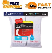 Hanes Men's Double Tough Durability Over-the-Calf Tube Socks, 12-Pack