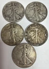 [Lot of 5] Walking Liberty Half Dollar - 1941-1946 - 90% Silver Coins