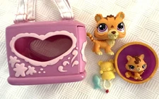 Littlest Pet Shop Mom & Baby Tiger #3593 & #3594 w Accessories LPS 