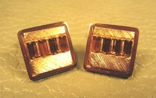 Vintage Quad Faceted Amber Colored Glass Yellow Gold Plated Cuff Links