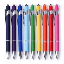 9 Pack Ballpoint Pens 2in1 Retractable Ballpoint Pen with Stylus Tip, Metal S...