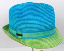 Sun N' Sand Fedora Fiber Blue Green Sun Hat 8"