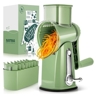 SUSTEAS Rotary Cheese Grater with Handle - Vegetable Shredder Medium, Green 