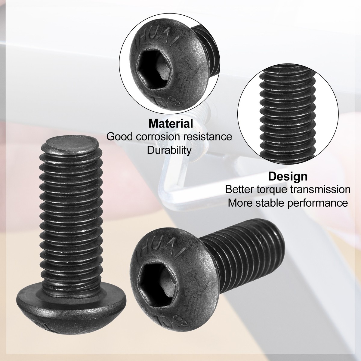 Uxcell #8-32x1 Flat Head Socket Cap Screws, 10.9 Grade Carbon Steel Uxcell #8-32x1 Flat Head Socket Cap Screws, 10.9 Grade Carbon Steel