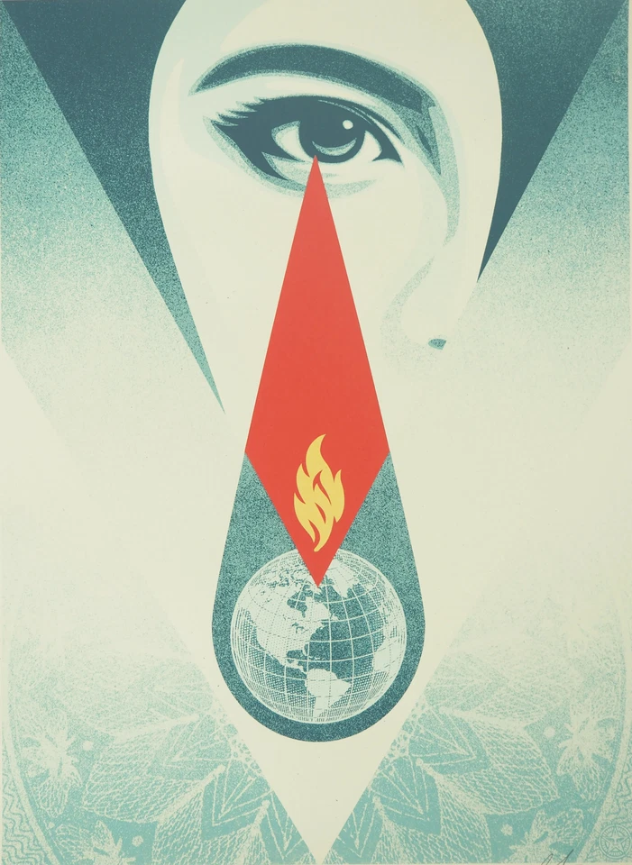 Shepard Fairey (Obey) : Tear Flame - Lithografie Originell Unterzeichnet - Bild 2 von 4