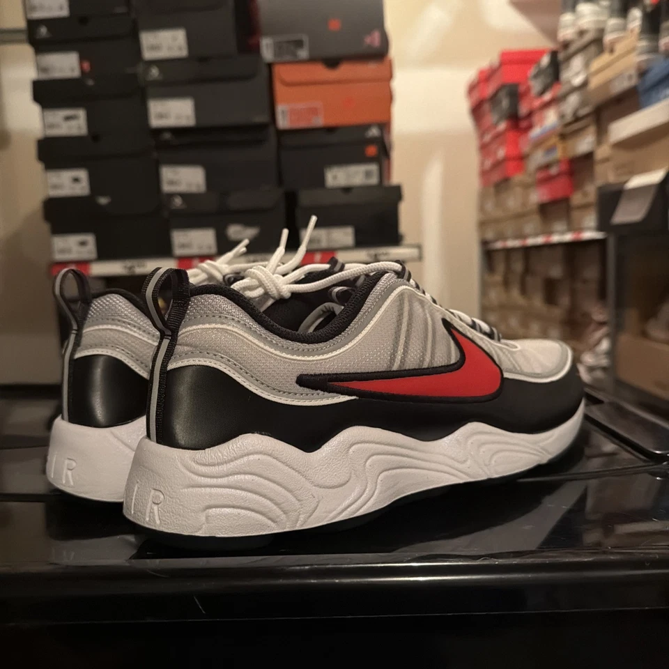 Nike Air Zoom Spiridon Metallic Silver Bullet-Sport Red-Black Sz 13 [II1161-095] - Image 3 of 4