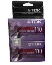 TDK CD POWER 110 SUPERIOR HIGH BIAS BLANK CASSETTE TAPES 4-PACK SEALED NEW