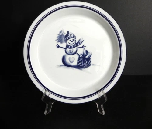 Dansk Bistro Christmas Plate – 1 Salad Plate(s) – Holiday Snowman - Stoneware