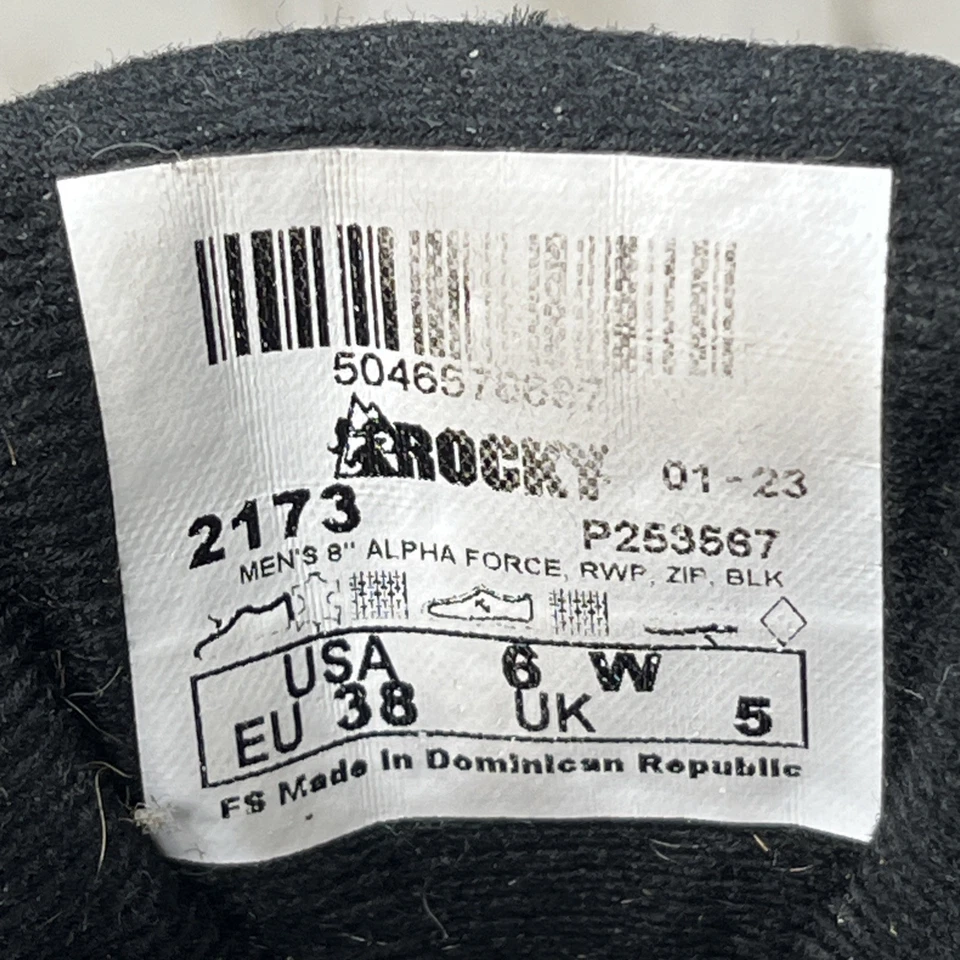 Rocky 2173 Botas negras impermeables con cremallera Alpha Force de 8" Talla 6W P253567. OSR Foto 3 de 4