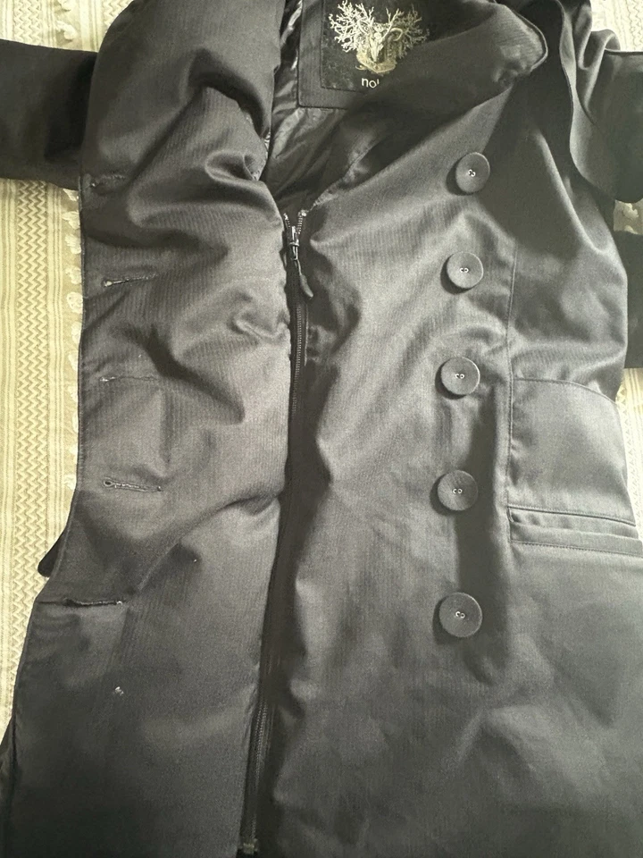 Gabardina parka negra de doble botonadura de plumón de pato Nobis para mujer talla XS Foto 2 de 4