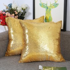Eternal Beauty Set of 2 Sequin Decorative Pillow Cover Gold Pillow Covers for...