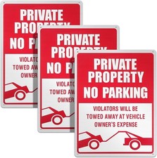 3 Pieces No Parking Sign, 14 x 10 Inches 14 x 10 Inches, red and silver