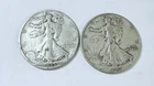 LOT OF 2 WALKING LIBERTY SILVER HALF DOLLARS 90% SILVER FREE SHIPPING #8983