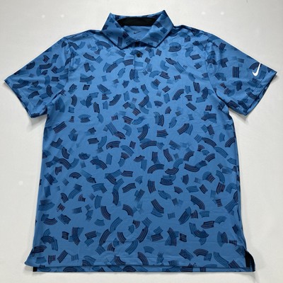 FD5739-402 Nike Tour Men's Dri-FIT Rake Line Graphic Golf Polo Shirt Blue Size L