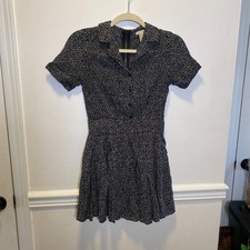 Forever 21 Women’s Small Polka Dot Dress Black White Fit & Flare Short Sleeve