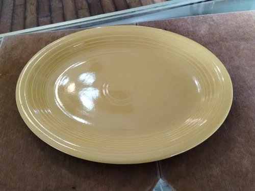 Vtg Fiesta Yellow Oval Serving Platter Plate HLC USA FiestaWare 12.5" #E3