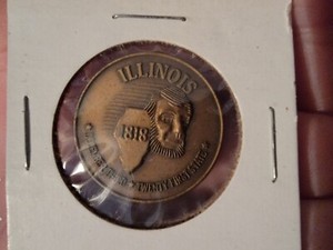 Vintage Continental Airlines Coin Medallion 21st State 1818 Illinois Rare