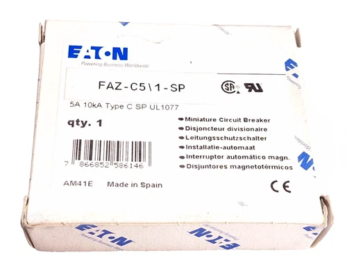 EATON MOELLER FAZ-C5/1-SP CIRCUIT BREAKER DIN MOUNT 1P 5A 277V 167257 WMZS1C05