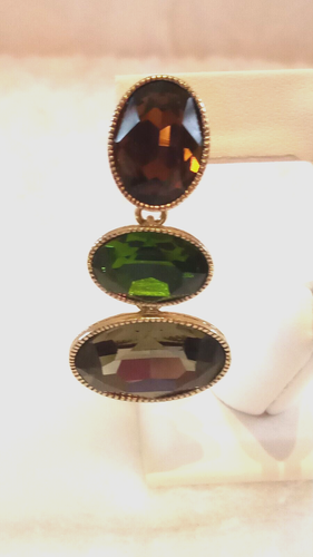 HEIDI DAUS "Beautiful Bedrock" (Omega-Pierced/Triple Stone) Earrings-ONLY PR.! - Picture 2 of 12