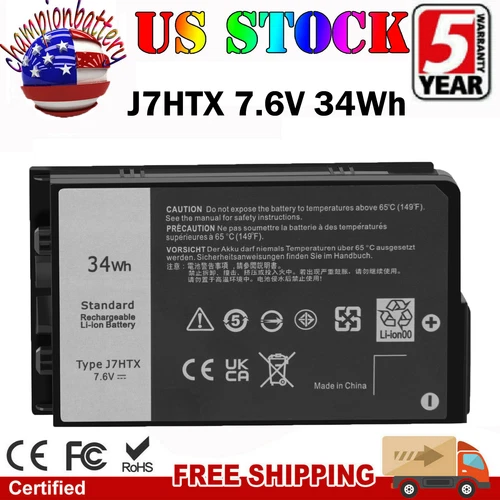 J7HTX Battery for Dell Latitude 7212 7220 Rugged Tablet Battery 2JT70 FH8RW 34Wh - Picture 1 of 12