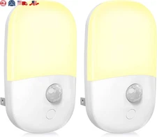 Plug In Motion Activated Detector Sensor LED Indoor Night Light Electrical