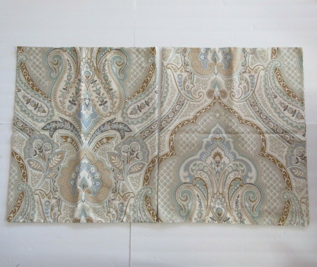 TAHARI Home King Pillow Sham PAIR BeigeGray Blue Paisley 39.5" X 24" eBay