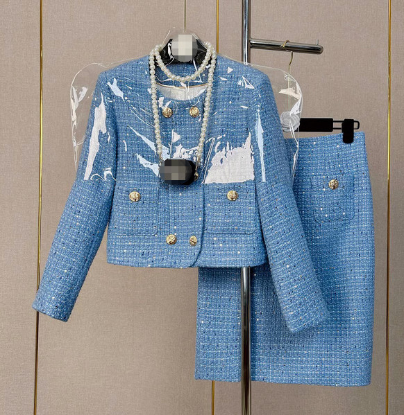 Women's Autumn New Short Suit Tweed Jacket Fashion Half Skirt Two-piece Set