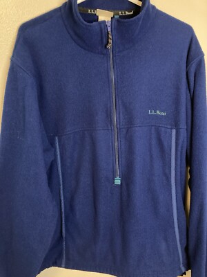 LL Bean 1/2 Zip Fleece Pullover Sweatshirt Men's XL Blue Mock Neck Long Sleeve