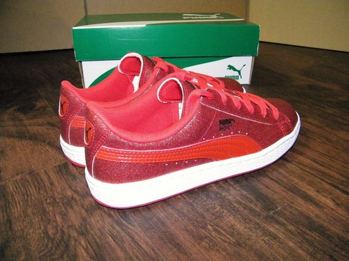 KIDS PUMA BASKET HOLIDAY GLITZ JR CASUAL SHOES NIB 6Y YOUTH JUNIOR RED - Picture 5 of 9