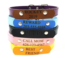 Personalized Custom Leather Dog Collar Neck Strap with Name Tag for L M S Pet 