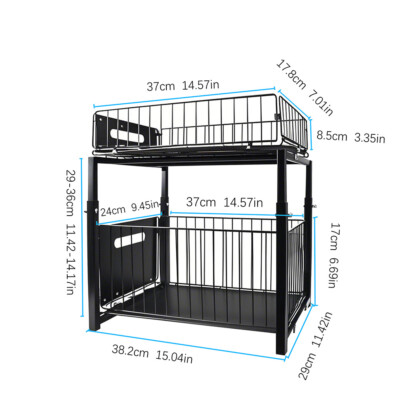 2 Ebenen Ausziehkorb Unter Spüle Küche Schrank Organizer Schublade Aufbewahrung Regal