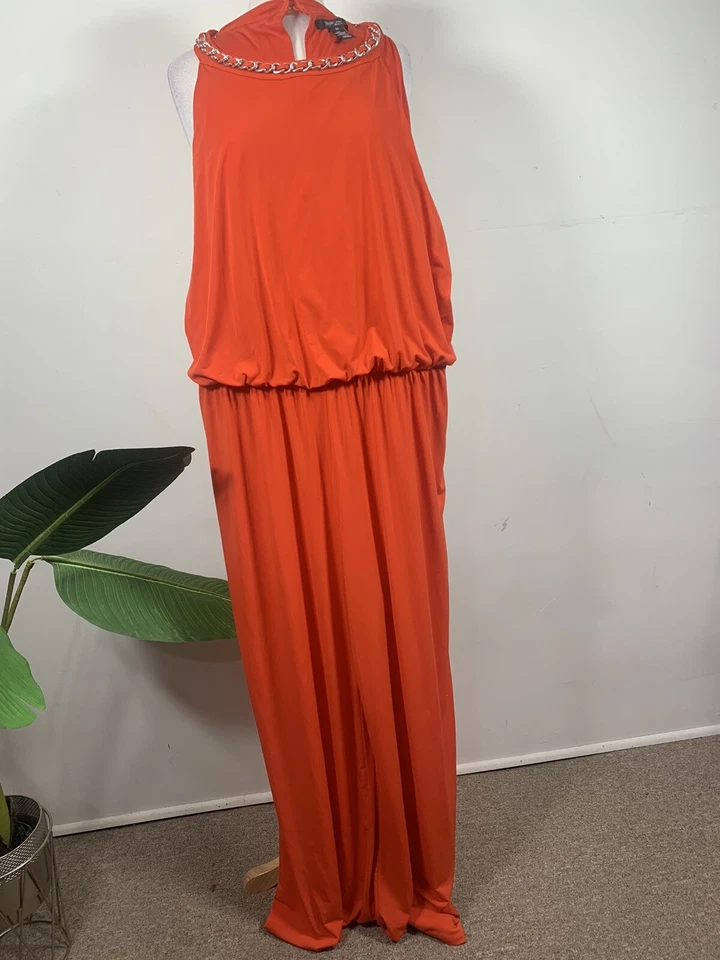 Mono para mujer Style & Co rojo 3X cadena sin mangas cierre de cremallera Foto 2 de 4