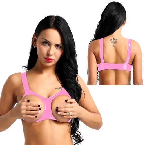 Wetlook Open Cup Shelf Bra Sexy Women Lingerie Bralette Bra Top Wire-free Bra - Picture 25 of 43