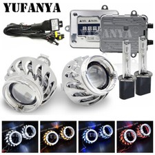 55w Hid Headlight Kit 2.5 Bi Xenon Projector Lens Turbine Angel Eyes Shrouds